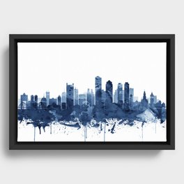 Boston Skyline Watercolor Blue, Art Print By Synplus Framed Canvas