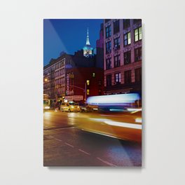 Taxi's Whizzing By Metal Print | Street, Taxi, Sunset, Urban, Blurred, Night, Digital, 7Thavenue, Empirestate, Color 