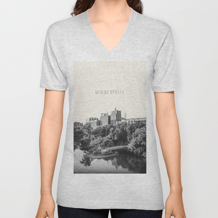 Minneapolis Architecture | Black and White Photography and Texture V Neck T Shirt