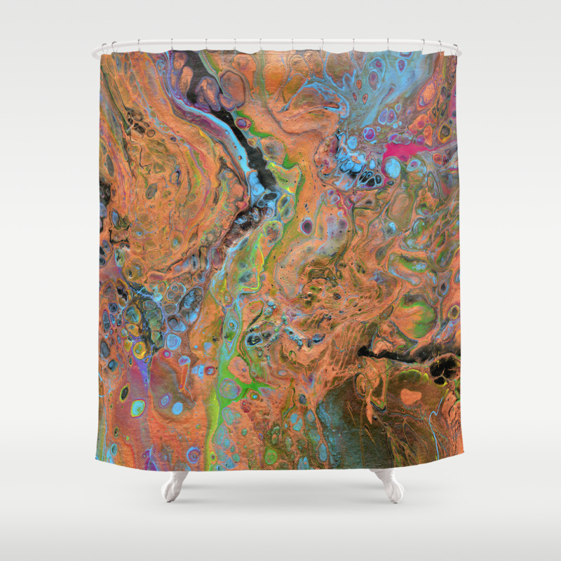 Fluid Copper Abstract Original Fluid Acrylic Painting Shower