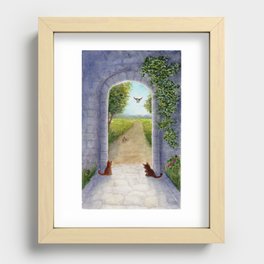 Watercolor Archway with Cats Recessed Framed Print