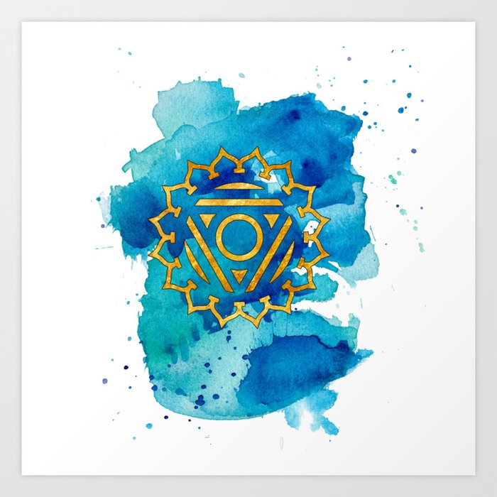 Throat Chakra Watercolour Painting Art Print By Victoriarosedesign