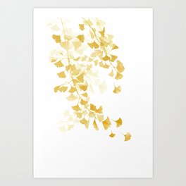 Yellow Ginkgo Leaves Watercolor Painting Art Print