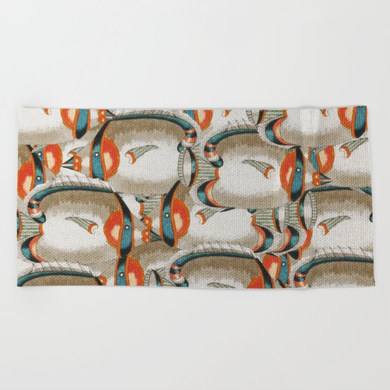 Crowd Fish 4 Beach Towel