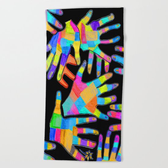 Hands of colors | Hands of light Beach Towel