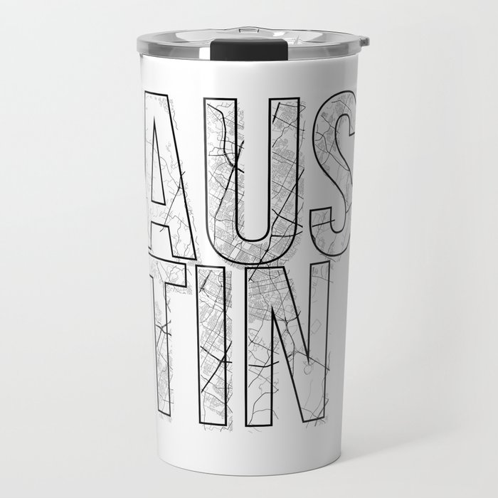 Austin Street Map Typography Travel Mug