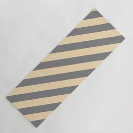 [ Thumbnail: Grey & Tan Colored Lines Pattern Yoga Mat ]
