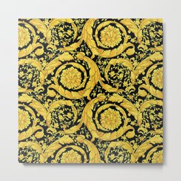 Black Gold Leaf Swirl Metal Print | Graphicdesign, Bouquet, Model, Floral, Socialite, Tapestry, Elegant, Rococo, Paisley, Fashion 