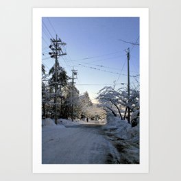 fresh snow over nagano forest road ii Art Print | Photo, Landscape, Nature 