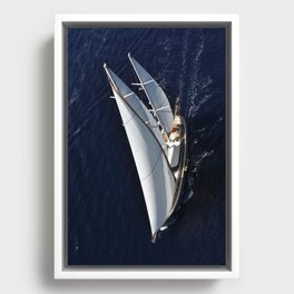 aerial photograph of luxury sailboat Framed Canvas