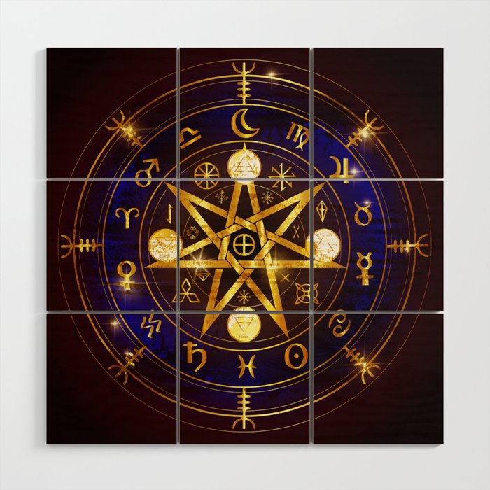 Magical Horoscope witchcraft pentagram Wood Wall Art
