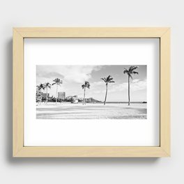 Waikiki Beach Palm Trees Recessed Framed Print