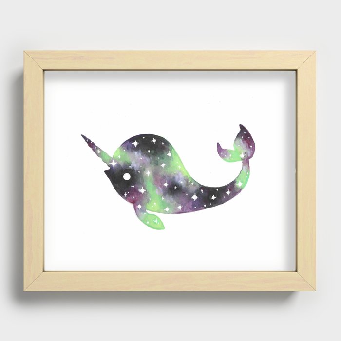 Space Narwhal Recessed Framed Print