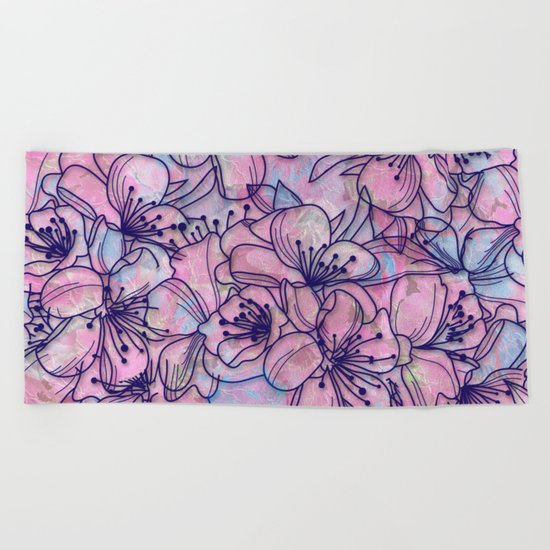 Over and Over Flowers 2 Beach Towel