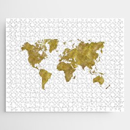 world map in watercolor-gold color Jigsaw Puzzle