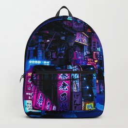 Tokyo's Moody Blue Vibes Backpack | World, Cities, Lights, Street, Universe, Future, Photo, Tokyo, Digital Manipulation, Shinjuku 