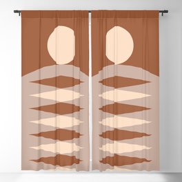 Abstract Geometric Sunrise 19 in Terracotta Beige Blackout Curtain