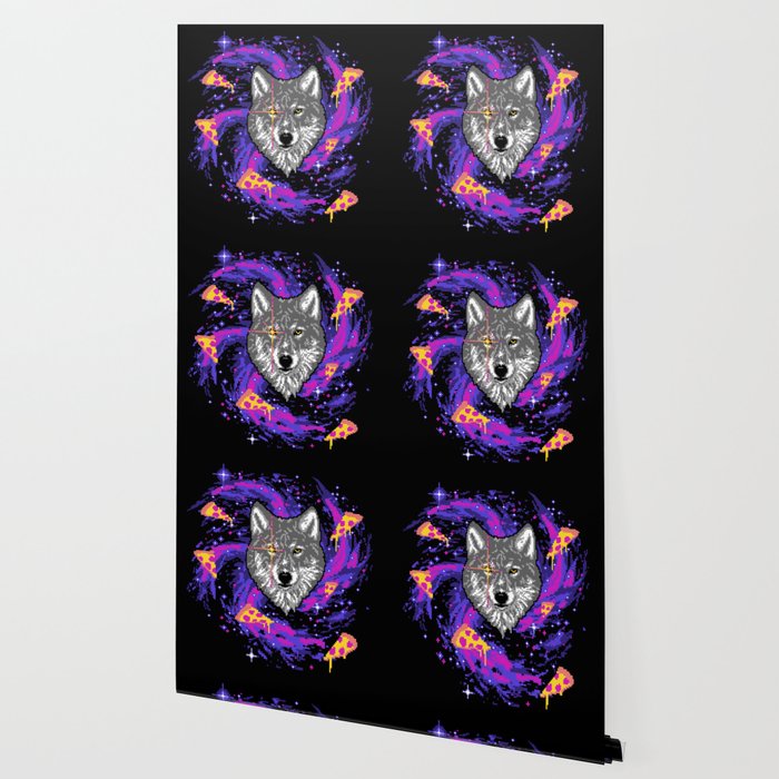Galactic Pizza Wolf Wallpaper By Wytrab8 Society6