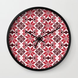 Romanian Traditional Embroidery - Red Wall Clock