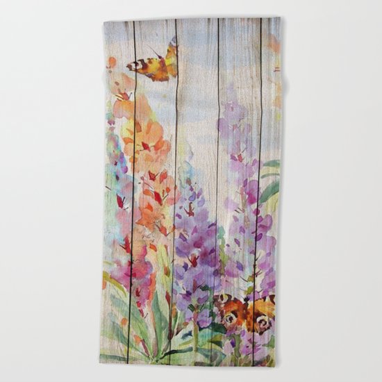 Spring on Wood 03 Beach Towel