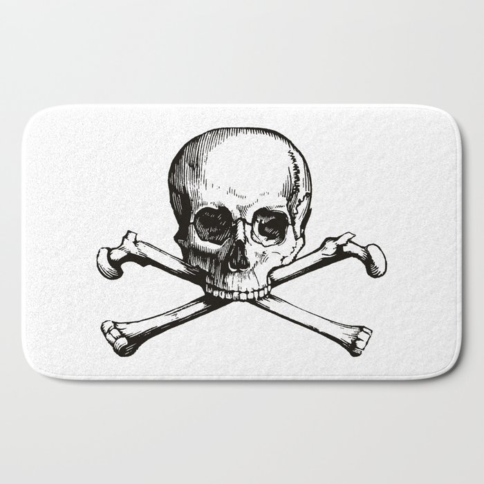 Skull And Crossbones Jolly Roger Pirate Flag Black And White Bath Mat By Eclecticatheart Society6