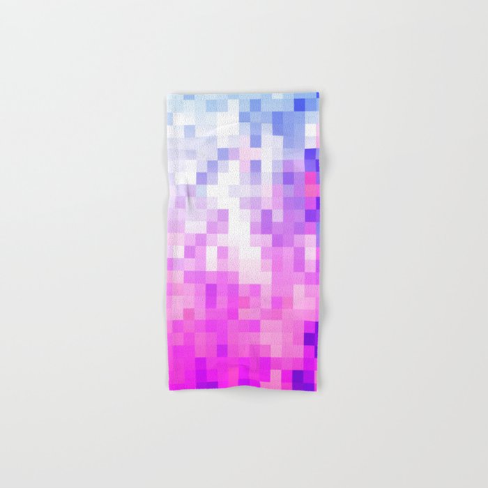 geometric pixel square pattern abstract background in pink purple blue Hand & Bath Towel