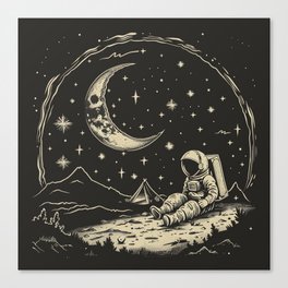 camping astronaut moon Canvas Print