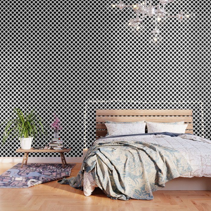 black round on a white background pattern Wallpaper