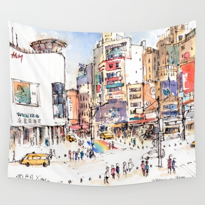 Ximen in Taipei city Wall Tapestry