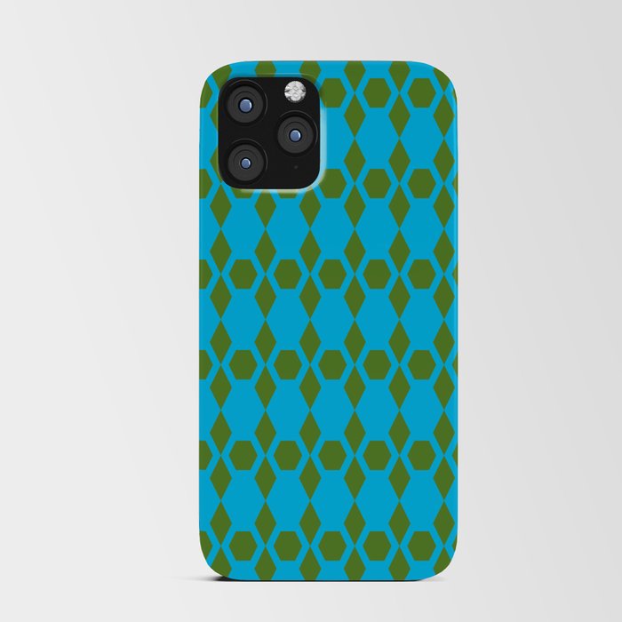 Green and Blue Honeycomb Pattern iPhone Card Case