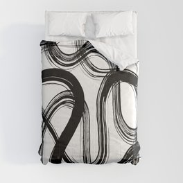 Wavy Brush Strokes - Black & White Comforter