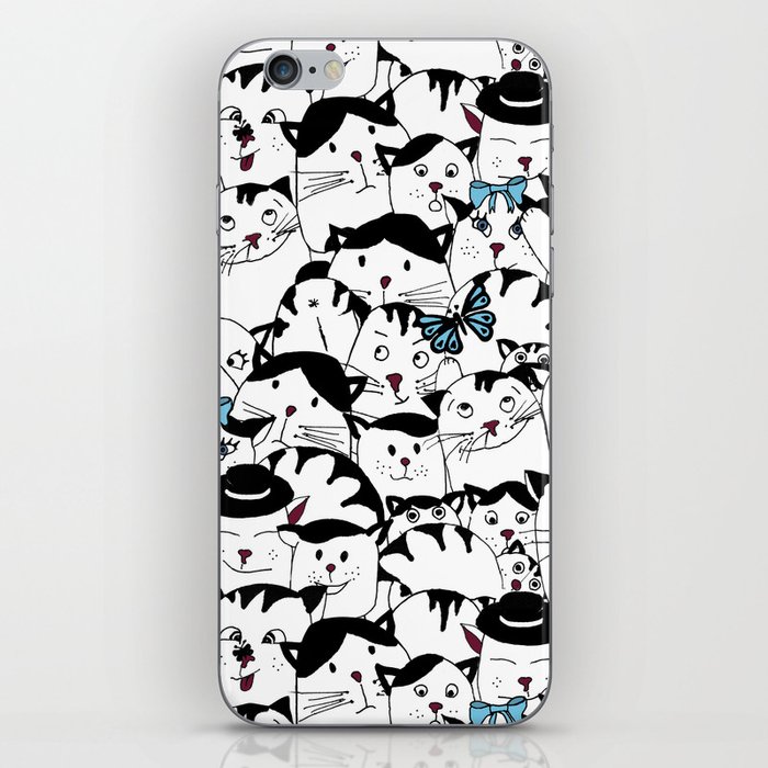 Old man's cat family -turquoise iPhone Skin