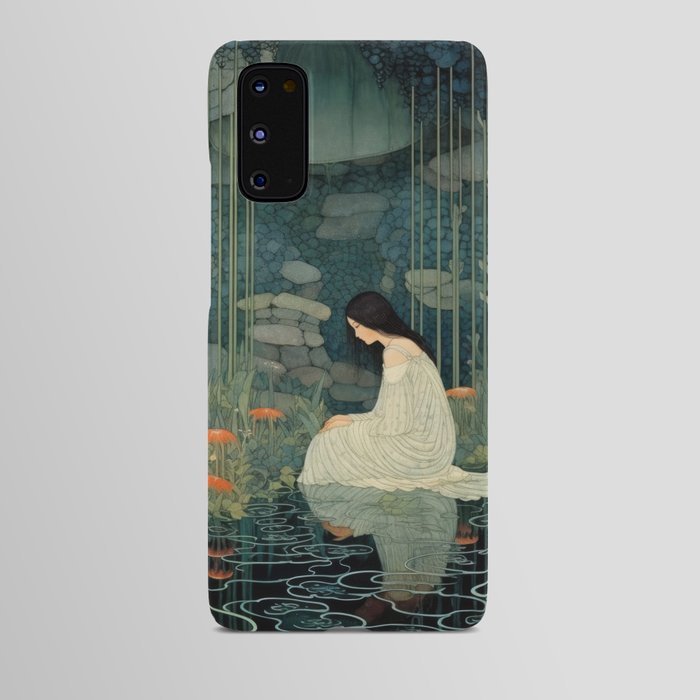 Girl in Pond Android Case