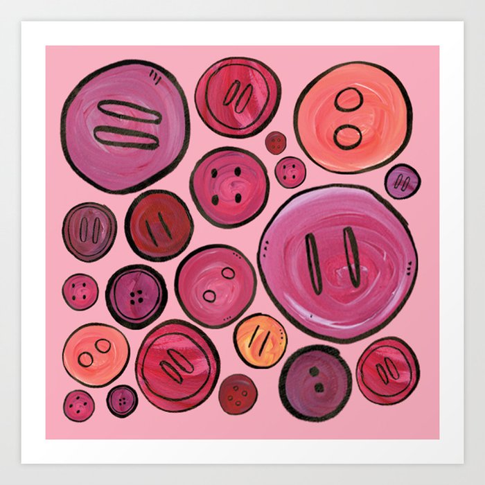 Pink Buttons Art Print
