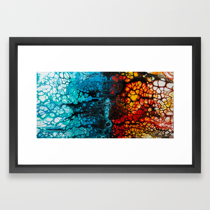 Fire Ice Acrylic Pour Painting Framed Art Print By
