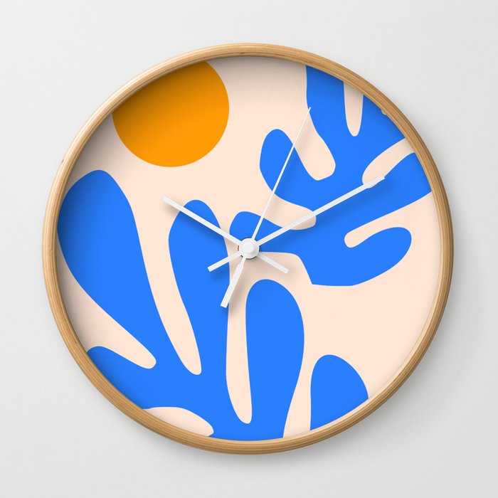 Henri Matisse - Leaves - Blue Wall Clock