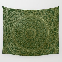 Mandala Royal - Green and Gold Wandbehang | Oriental, Mandala, Gold, India, Luxury, Pattern, Green, Metallic, Graphicdesign, Meditation 
