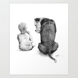 Friends for Life American Pitbull and Child Art Print