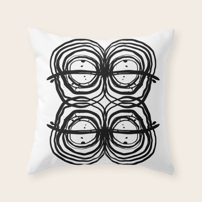 Abstract Brushstrokes India Ink Free Sprit Boho Painting Swirl Circle Enso Bullseye Black And White Throw Pillow By Charlottewinter Society6