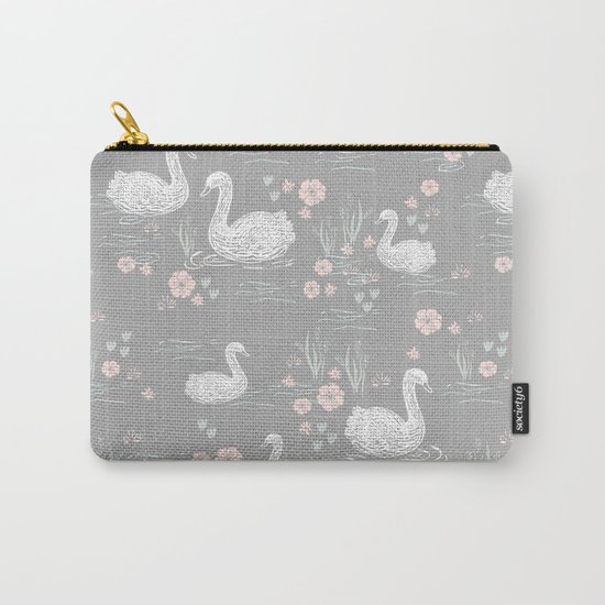 Swans painting cute girly trend cell phone case with swans pattern florals hand painted Carry-All Pouch