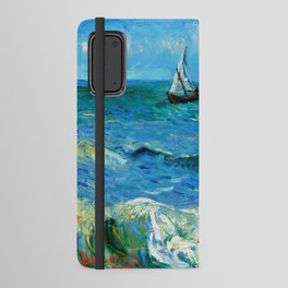 Vincent van Gogh (Dutch 1853-1890) - Title: Seascape near Les Saintes-Maries-de-la-Mer - Date: June 1888 - Style: Post-Impressionism - Genre: Coastal Landscape, Seascape - Media: Oil on canvas - Digitally Enhanced Version (2000dpi) - Android Wallet Case