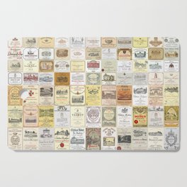 Famous French wine labels collage: vintages from Bordeaux/Rhone Cutting Board
