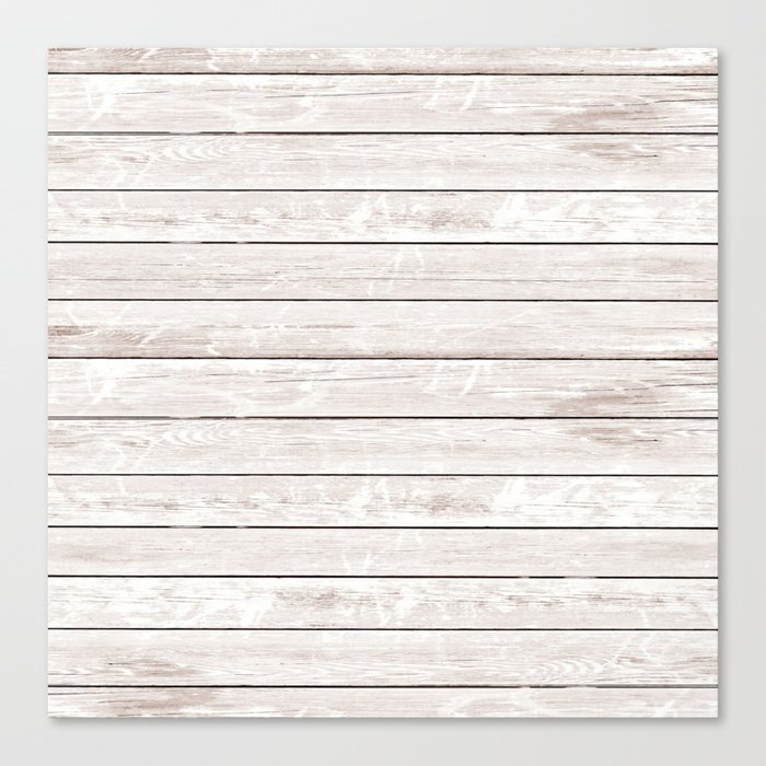 Rustic ivory white vintage wood Canvas Print