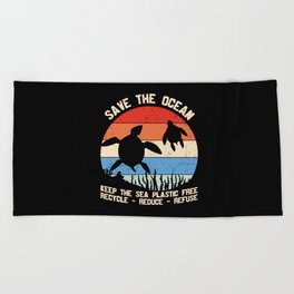 Save The Ocean Vintage Turtle Beach Towel