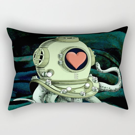 octopus diver in love Rectangular Pillow