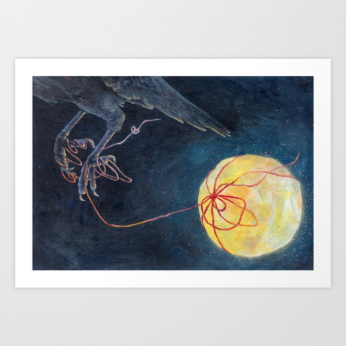 Crow Carries The Light Art Print