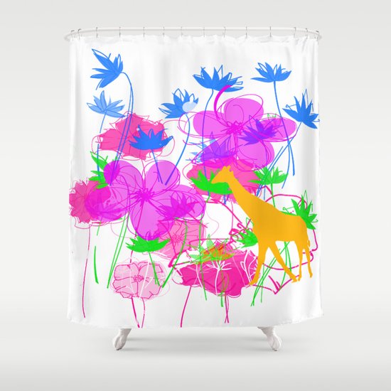 Yellow Giraffe Shower Curtain