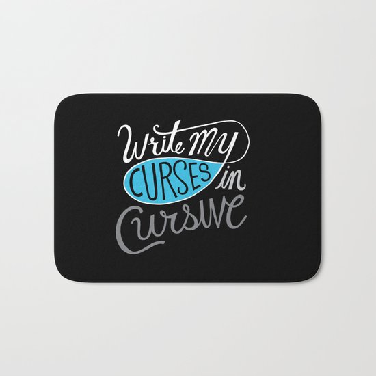 Curses in Cursive Bath Mat