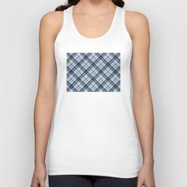 Blue gray diagonal gingham checked Unisex Tank Top