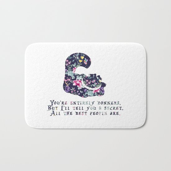 Alice floral designs - Cheshire cat entirely bonkers Bath Mat